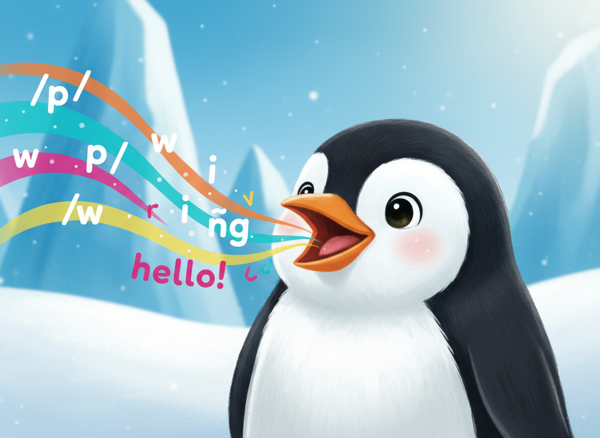 Penguin demonstrating vocal techniques