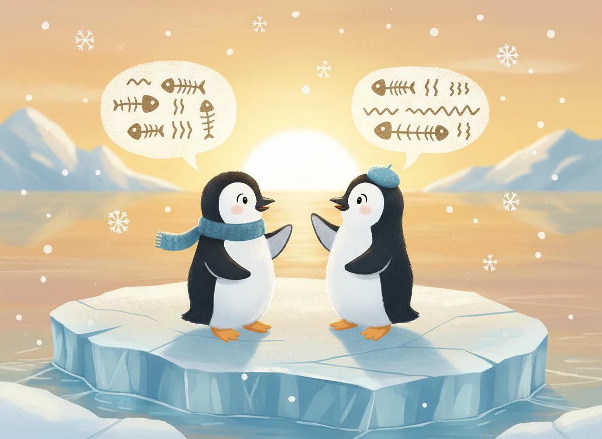Two penguins in conversation
